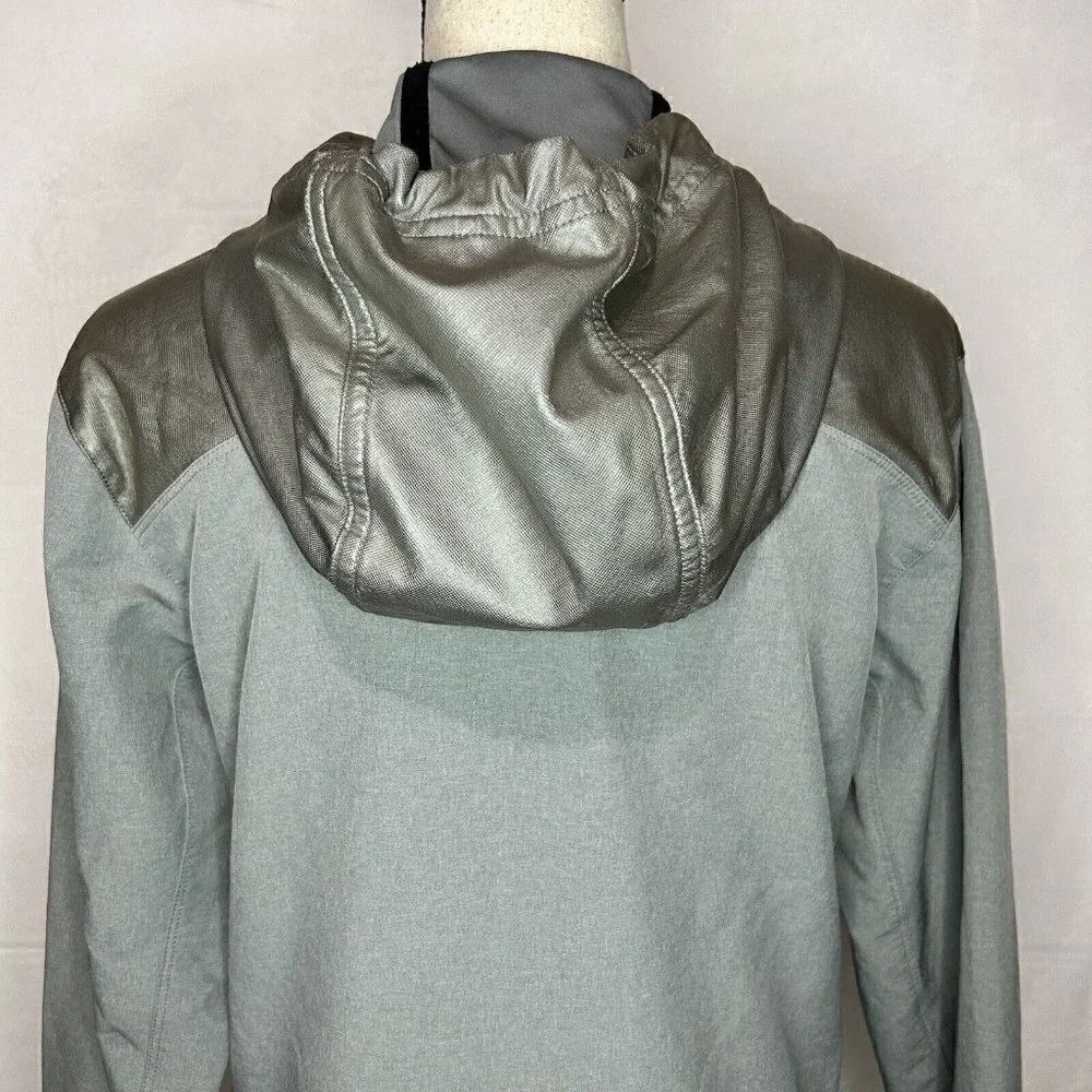 Nike Pro Running Jacket Womens Gray Red Hooded Full Zip Stretch Sz. S